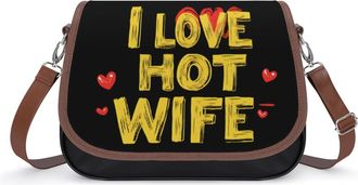 Generic I Love Hot Wife Small Womens Crossbody Bags Shoulder Handbag with Adjustable Strap for Travel