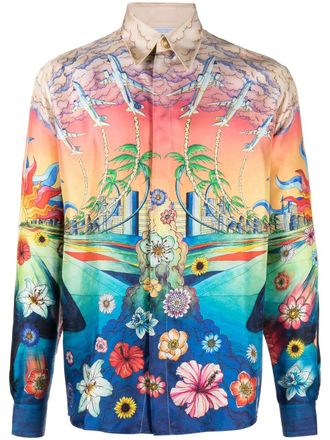 Casablanca Camicia con stampa grafica - Blu