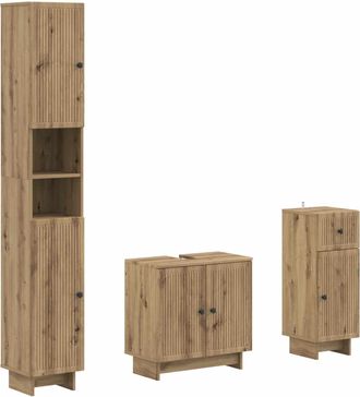 vidaXL Juego De Armarios De Ba&ntilde;o De 3 Piezas Ede Madera De Ingenier&iacute;a Vidaxl