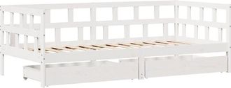 vidaXL Daybed with Drawers without Mattress White 90x190 cm Single Solid Wood Vidaxl