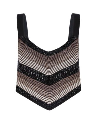 D.exterior Chevron Sequined Sleeveless Top With Wide Straps
