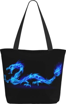 AOOEDM Dragon Blue Flames Ladies Shopping Bag 13x11x7in.The Perfect ValentineS Day Gift.It Is The Best ValentineS Day Gift For Mom, Daughter, Wife,Etc