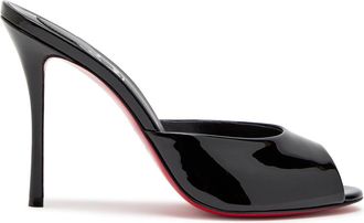 Christian Louboutin Me Dolly 100 Peep-toe Patent Leather Mules - Black - 40 (IT40/ UK7)