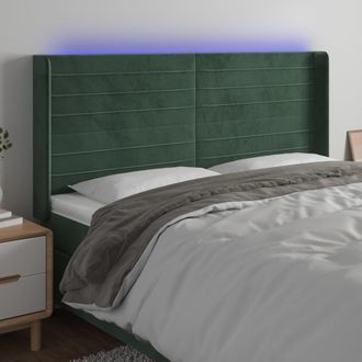 vidaXL Cabecero Con Led De Terciopelo Verde Oscuro 203x16x118/128 Cm Vidaxl