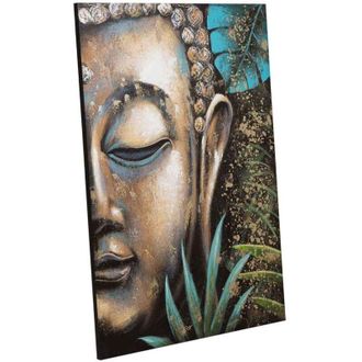 Wanderlust Deco Cuadro Pintado A Mano Con Relieve Azul 80x120x3