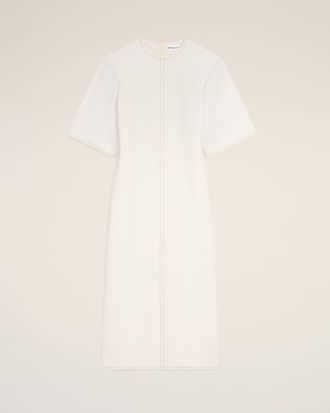 Ami White Cotton Long Fitted Dress White - 36 - for Women