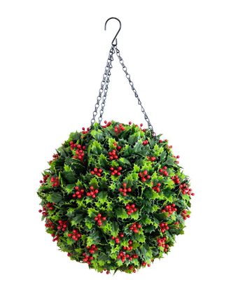 Nearly Natural 22In Uv Resistant Artificial Holly Berry Christmas Hanging Ball (Indoor/Outdoor)