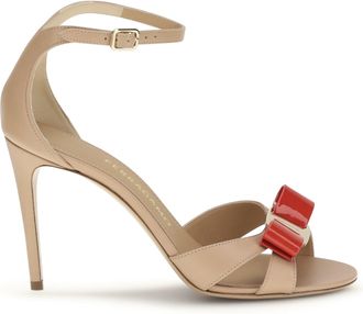 Ferragamo Womens Sandals Vara Bow Calf Leather Amar-Natural Silk Amar/natural