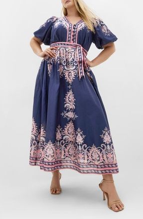 City Chic Higher Love Floral Print Maxi Dress in Navy Higher Love at Nordstrom, Size Xxxs