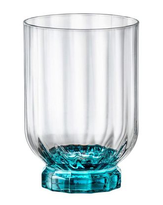 Bormioli Rocco Set Of 4 Florian 12.6Oz Blue Dof Drinking Glasses