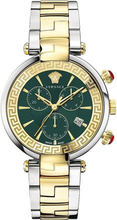 Versace Chronograph Revive Roestvrijstalen Armbandhorloge - Heren - Horloges - Groen - ONE Size - Accessoires