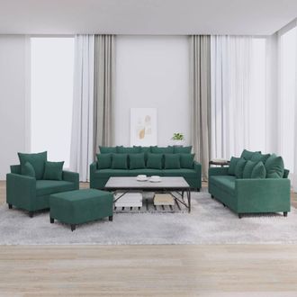 vidaXL Juego De Sof&aacute;s Con Cojines 4 Piezas Terciopelo Verde Oscuro Vidaxl