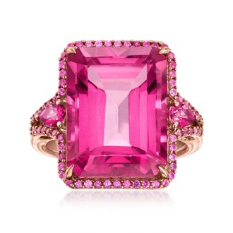 Ross-Simons Pink Topaz Ring With. Pink Sapphires in 14kt Rose Gold