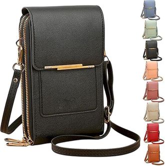 Generic 2026 New Anti-Theft Leather Bag for Women, Womens Touch Screen Mobile Phone Messenger Bag, Fashion Key Change Bag (Black)