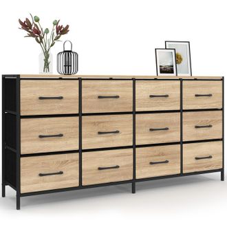 IDMarket Cassettiera In Tessuto A 12 Cassetti Utah 140 Cm Mobile Contenitore Di Design Industriale