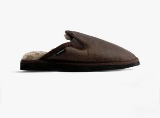 Shepherd ADAM Mens Sheepskin Mules Stone Oild Antique - Brown - Size UK 11.5