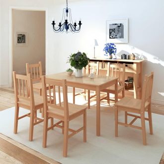 vidaXL Conjunto De Comedor 7 Piezas Madera De Pino Vidaxl