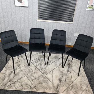 Kosy Koala Dining Chairs Set of 4 Black Velvet Kitchen chairs