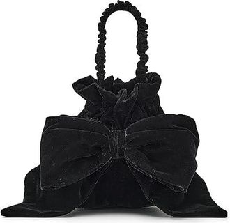 Free People Belle Velvet Bow Bag Shoulder Womens Handbags Black, Polyester/Velvet