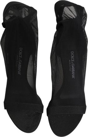 Dolce & Gabbana Womens Black Nylon Mesh Sock Style Boots Shoes Elastane Viscose