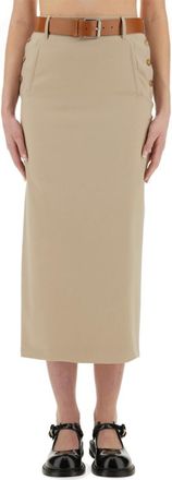 Moschino Beige Solid Midi Skirt