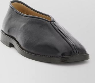 Christophe Lemaire leather loafers square toe seam detailing