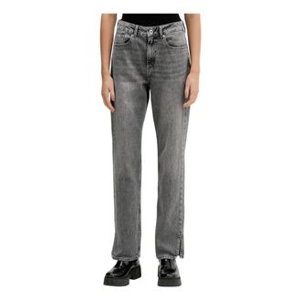 Karl Lagerfeld Jeans, Dames, Grijs, W29 L30, Katoen, High Waist Straight Jeans