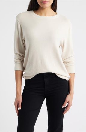 Loveappella Brushed Jersey Crewneck Top in Cream at Nordstrom, Size X-Small