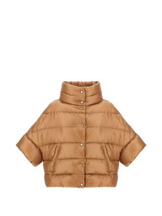 Herno Brown Quilted Cropped Jacket with High Collar and Down Filling
