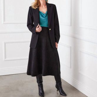 Karen Kane Faux Suede Midi Skirt In Black
