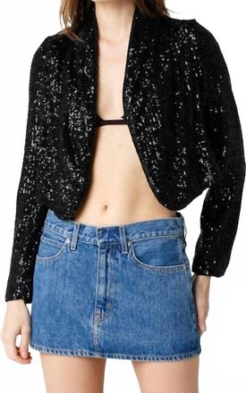 Olivaceous Sequence Cropped Jacket In Black