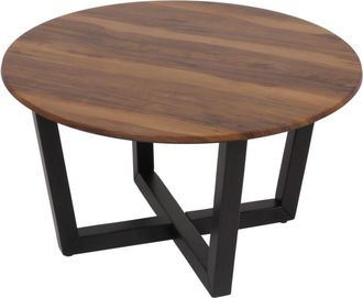 Hhg Tavolino rotondo salotto divano HHG 727 &Oslash;80cm legno laminato hpl melaminico gambe scure effetto palissandro