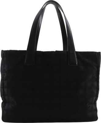 Chanel New Travel Line Black Nylon Canvas Tote Bag Weekend Bag (Pre-Owned)