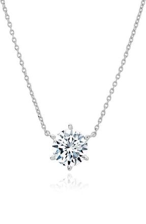 Crislu Cubic Zirconia Solitaire Pendant Necklace in Pure Platinum/Clear Stone at Nordstrom, Size 20