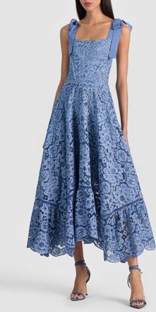 Alice & Olivia Rosalee Tie Strap Lace Sundress in Indigo at Nordstrom, Size 12