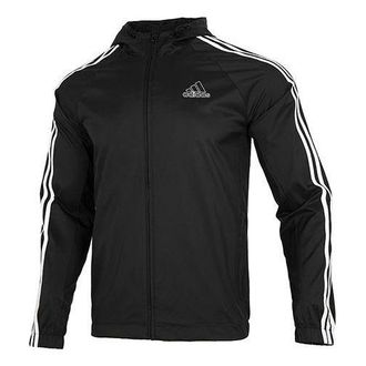 adidas Mens adidas 3s Wb Casual Sports Woven Hooded Jacket Autumn Black HE4322