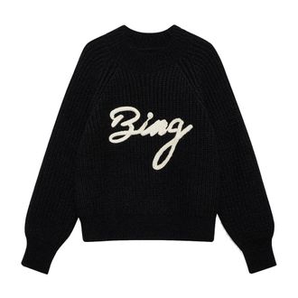 Anine Bing Round-neck Knitwear, female, Black, Size: M Sweatshirts