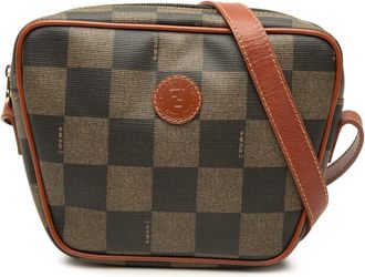 Fendi Pre-owned Fendi Pequin Coated Canvas Checkboard Crossbody Ladies X06Q6H7LETLKAGUH