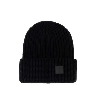 Saint Laurent Ribbed-knit Logo-patch Beanie Hat