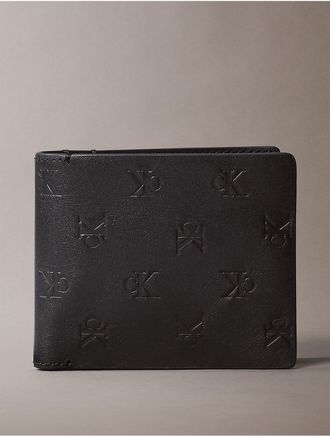 Calvin Klein Jeans Calvin Klein Mens Embossed Monogram Bifold Wallet - Black - OS