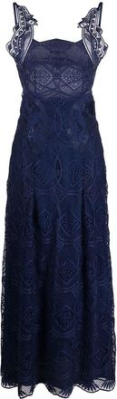 Alberta Ferretti pattern-lace sleeveless maxi dress - women - Acetate/Polyester/Polyamide/Spandex/Elastane/Silk - 40 - Blue