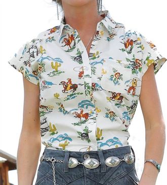 Cruel Girl Womens Retro Rodeo Short Sleeve Top In Multi