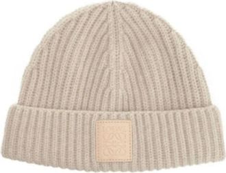 Loewe Beanies, female, Beige, Size: ONE SIZE Beanie in cashmere