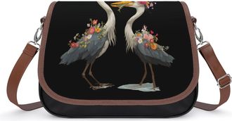 Generic Heron Flower Beach Bird Crossbody Bags for Women Shoulder Messenger Bag Purse Handbags