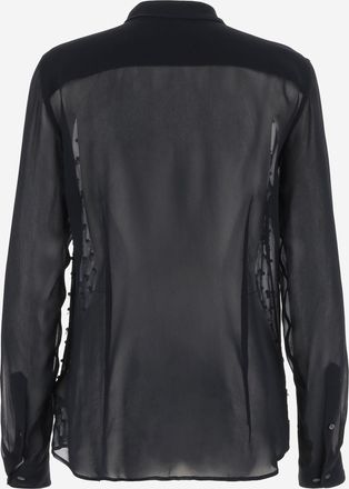 Dries Van Noten Womens Shirt Decorated Viscose Navy