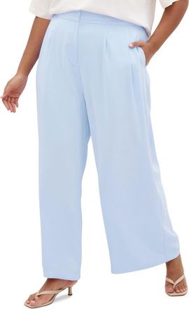 City Chic Holly Wide Leg Pants in Sky Blue at Nordstrom, Size Xxxs