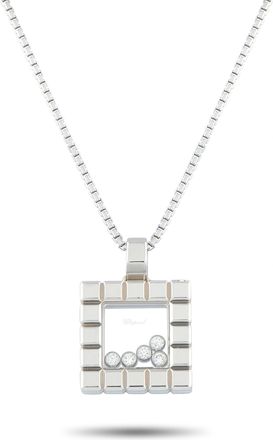 Chopard Ice Cube 18K White Gold Diamond Pendant Necklace CH13-100726