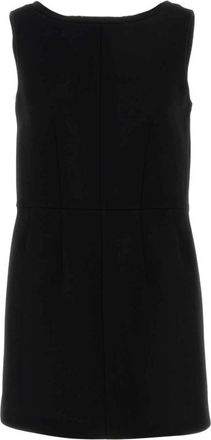 Prada Black Solid Boat Neck Mini Dress