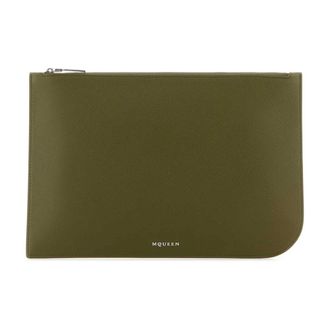 Alexander McQueen Alexander McQueen, Bags, male, Green, Size: ONE SIZE Green Leather Sling Pouch