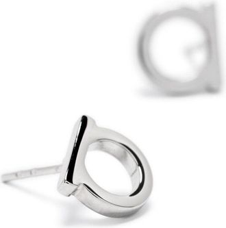Ferragamo Womens Earrings Gancini Silver Brass Plate Metallic